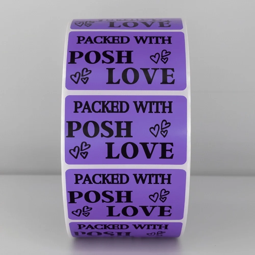 Packed With Posh Love Stickers | Purple Labels for Poshmark Packaging